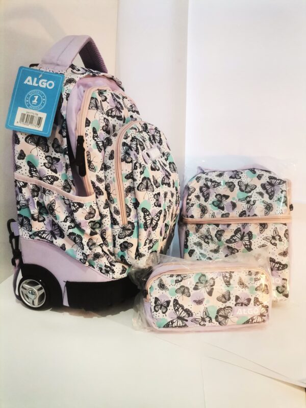 Cartable à roulettes scolaire trolley papillon - Image 4